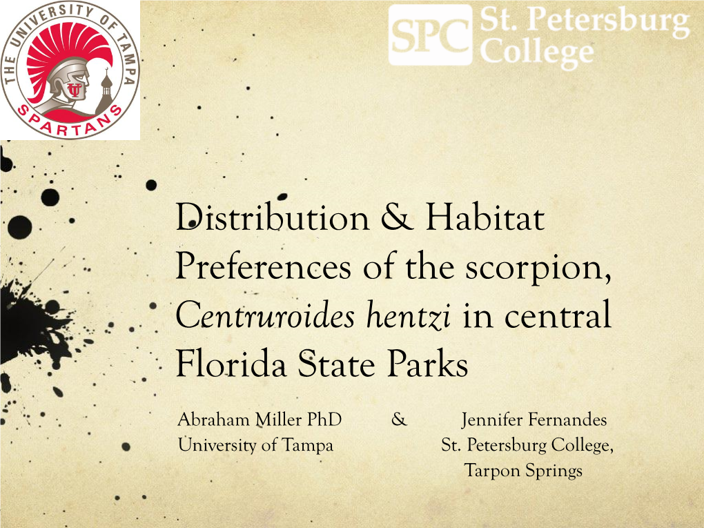 Distribution & Habitat Preferences of the Scorpion, Centruroides Hentzi In
