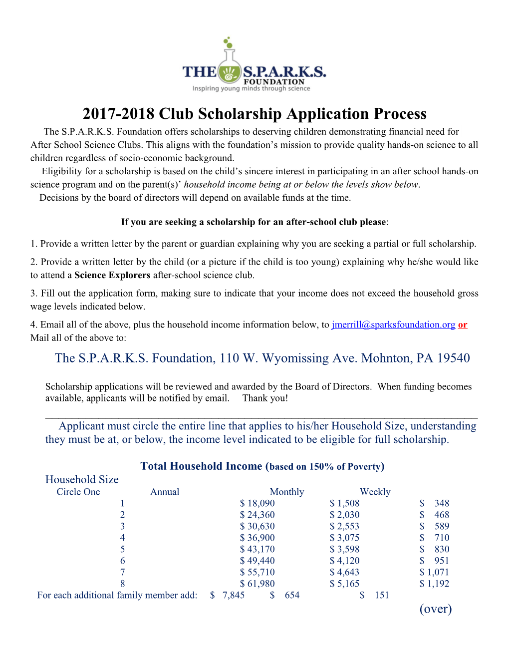 2017-2018Club Scholarship Application Process