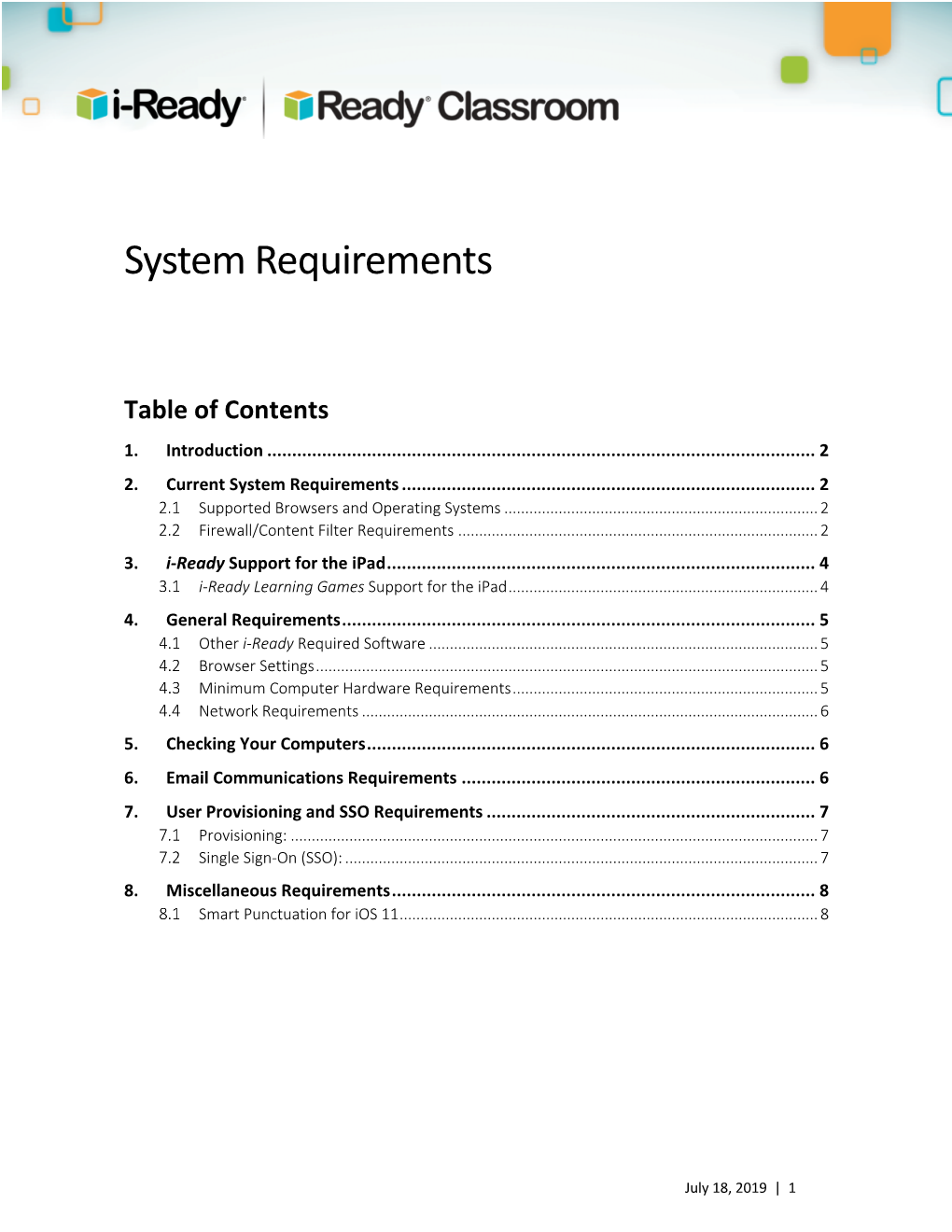 I-Ready System Requirements