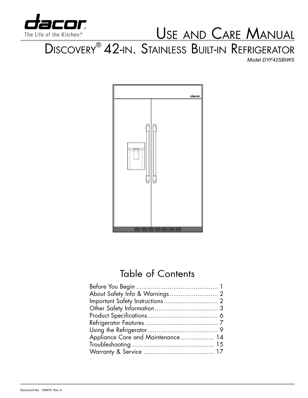 Use and Care Manual ® Discovery 42-In