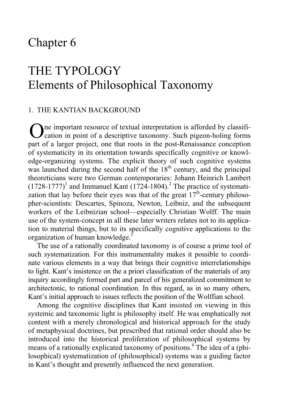 Chapter 6 the TYPOLOGY Elements of Philosophical Taxonomy