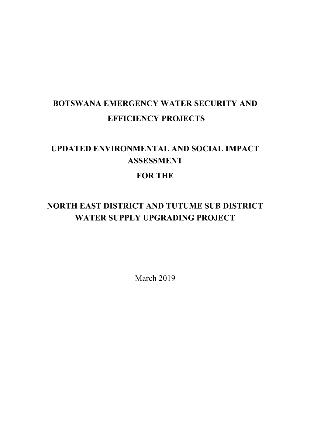 Botswana Emergency Water Security and Efficiency Projects