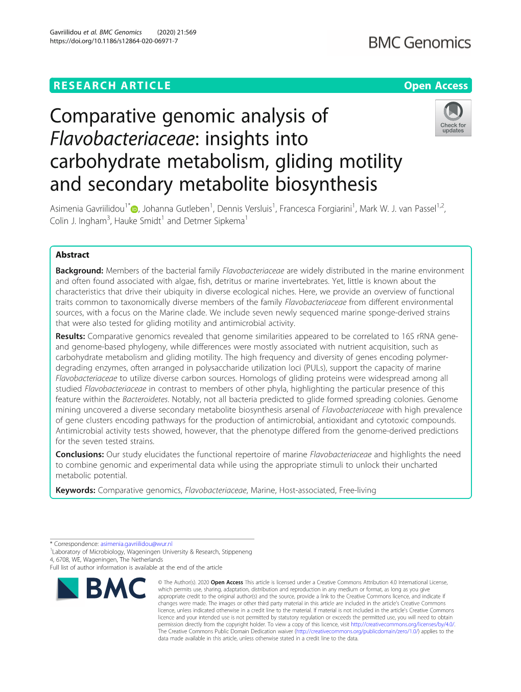 Comparative Genomic Analysis of Flavobacteriaceae