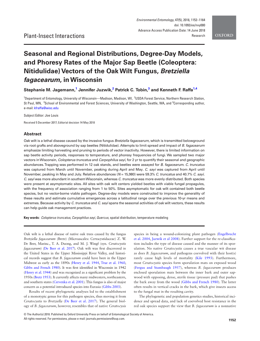 Seasonal and Regional Distributions, Degree-Day Models, and Phoresy