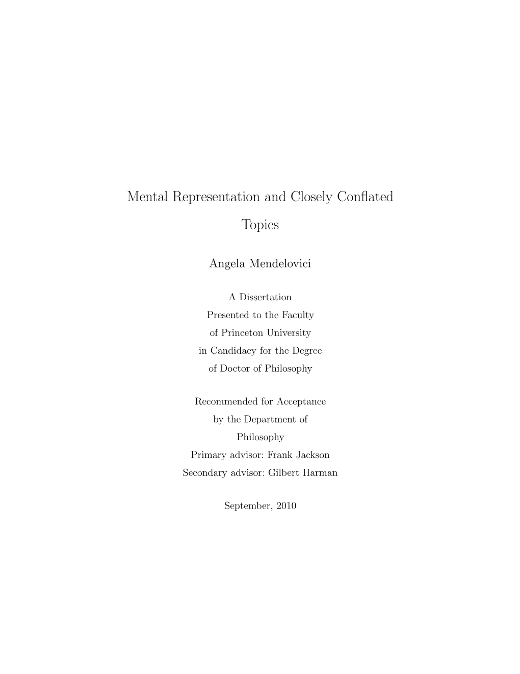 Mental Representation and Closely Conflated Topics