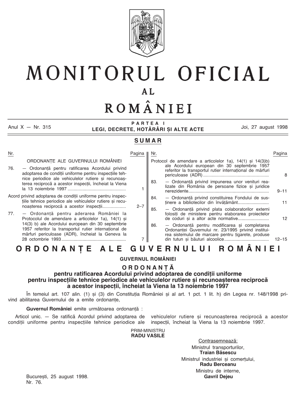 Ordonanfie ALE GUVERNULUI ROM¬NIEI