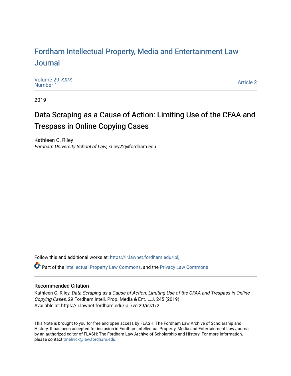 Data Scraping As a Cause of Action: Limiting Use of the CFAA and Trespass in Online Copying Cases