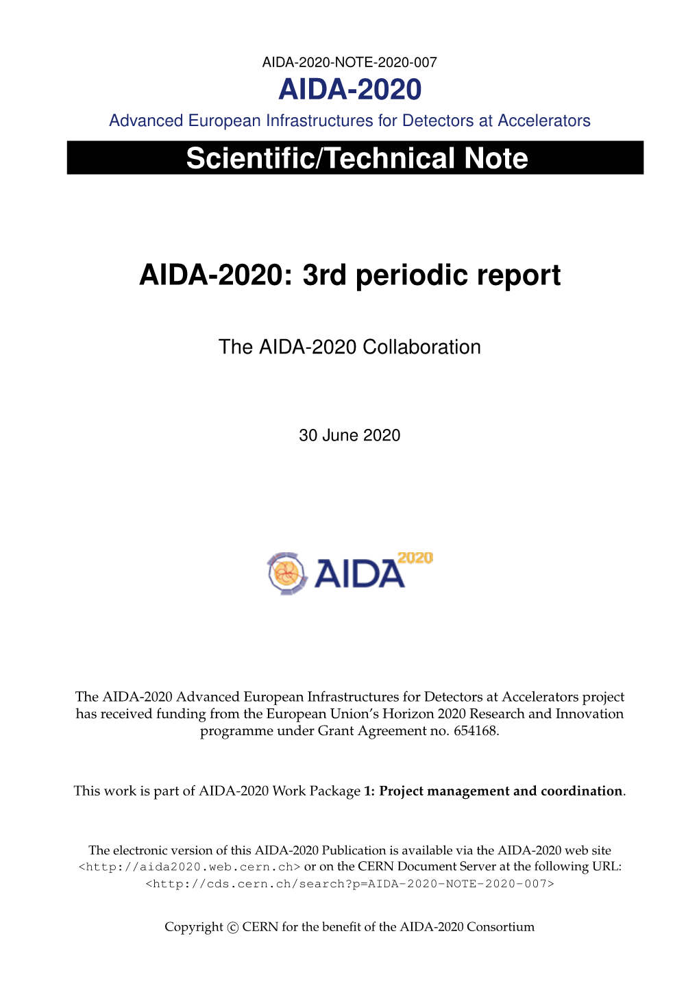 AIDA-2020-NOTE-2020-007 AIDA-2020 Advanced European Infrastructures for Detectors at Accelerators Scientiﬁc/Technical Note