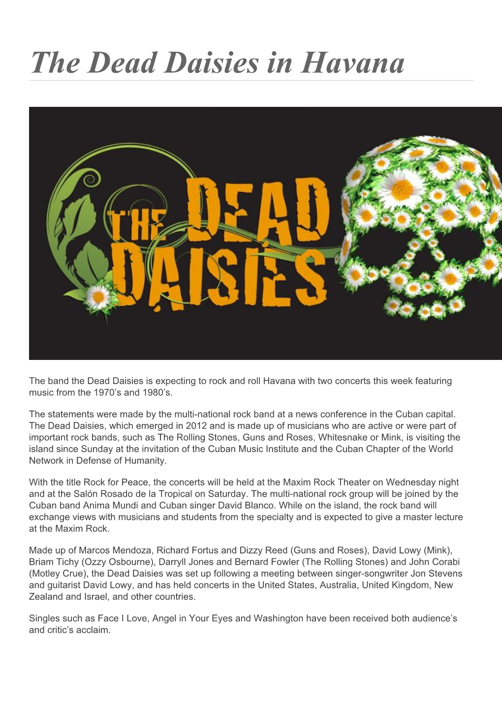 The Dead Daisies in Havana