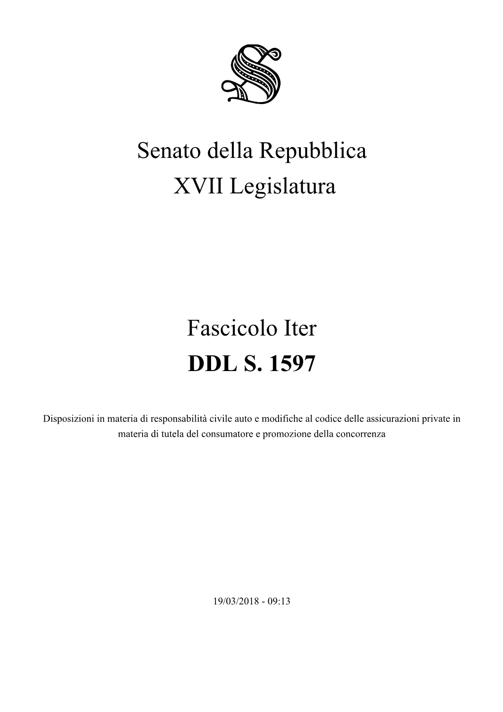 Senato Della Repubblica XVII Legislatura Fascicolo Iter DDL S