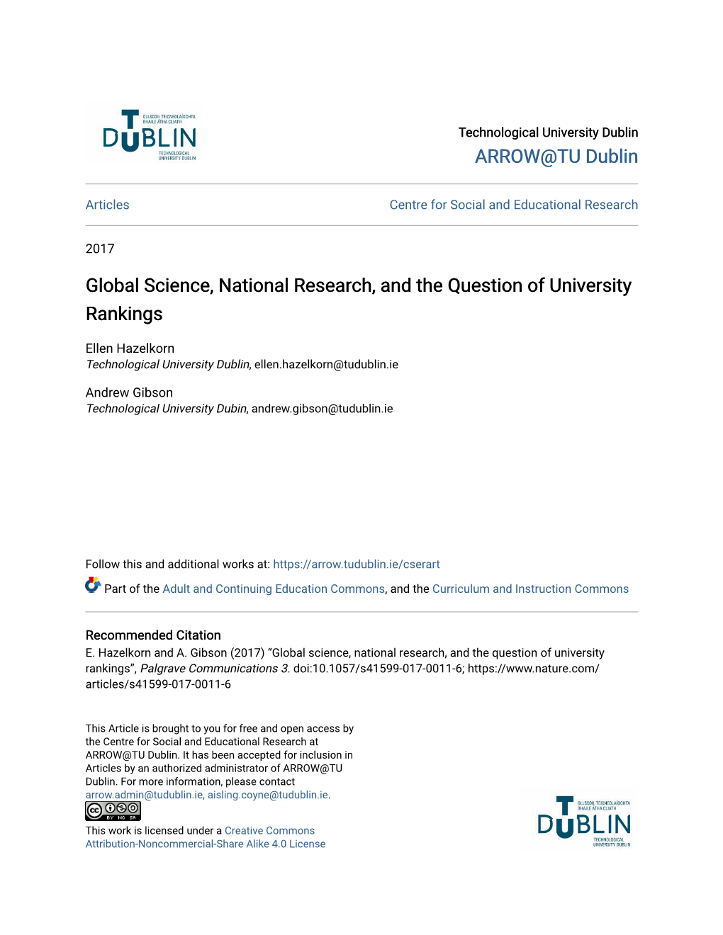 Global Science, National Research, and the Question of University Rankings