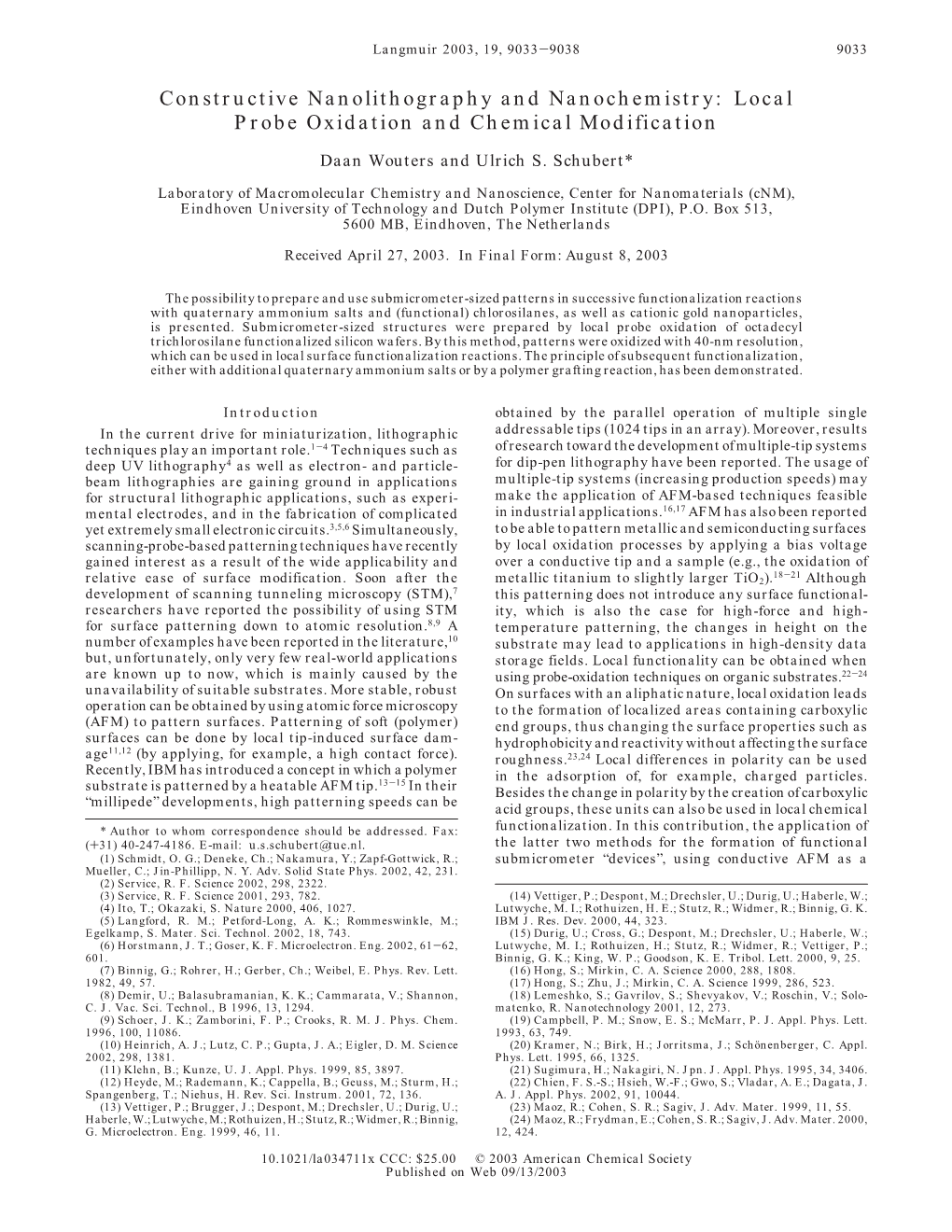 Constructive Nanolithography and Nanochemistry: Local Probe Oxidation and Chemical Modification