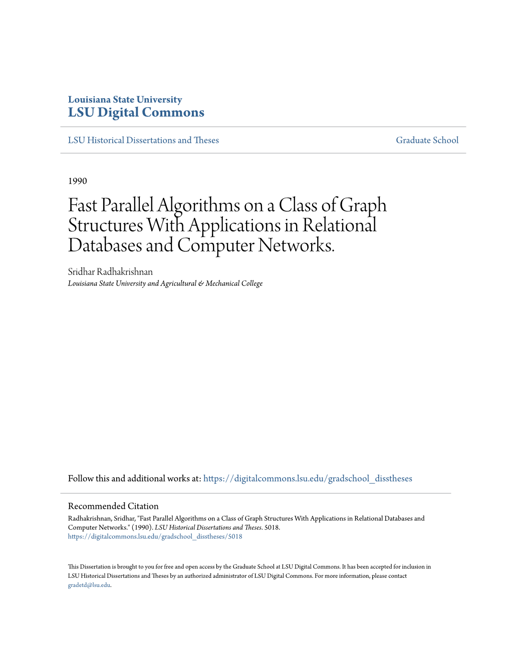 Fast Parallel Algorithms on a Class of Graph Structures with Applications in Relational Databases and Computer Networks