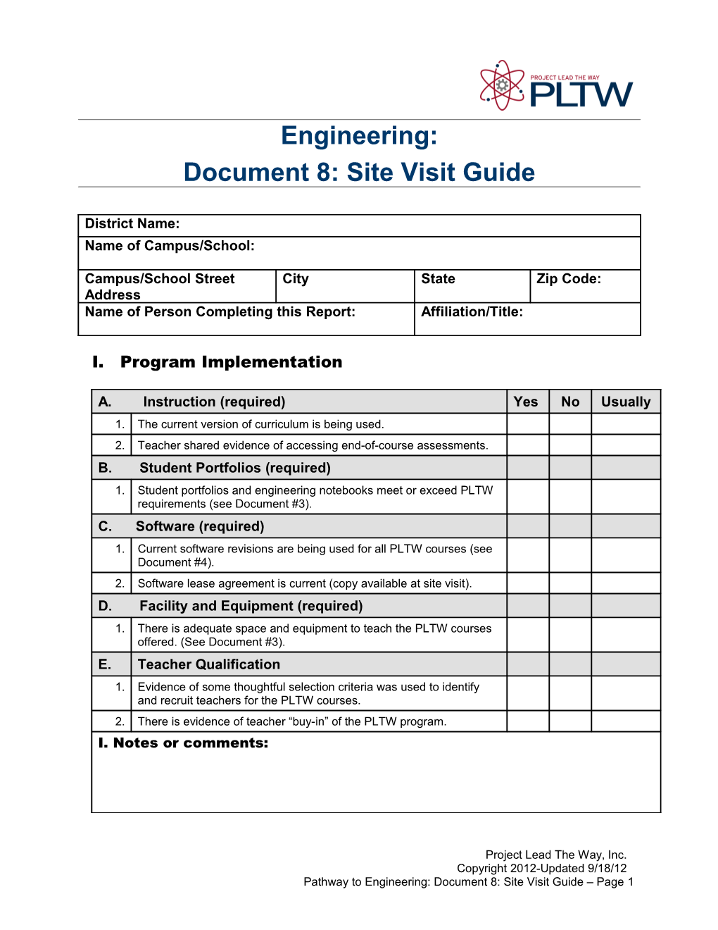 Engineering Site Visit Guide