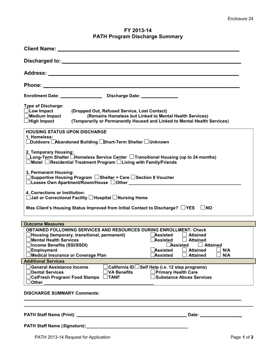 PATH Discharge Summary Template