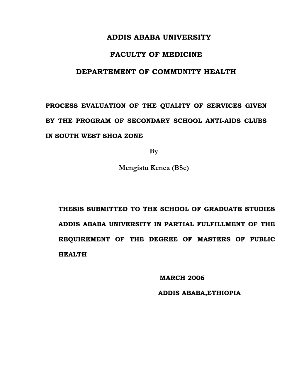 Addis Ababa University Faculty of Medicine