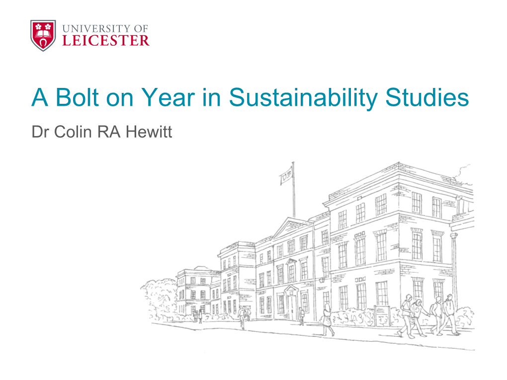 A Bolt on Year in Sustainability Studies