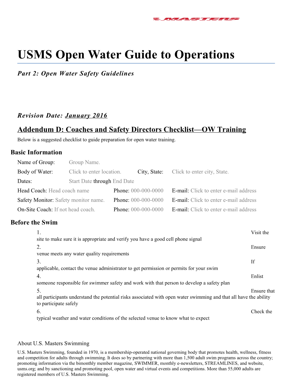 USMS Open Water Document Style Standards s1