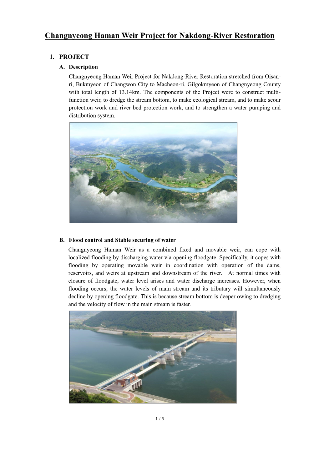 Changnyeong Haman Weir Project for Nakdong-River Restoration