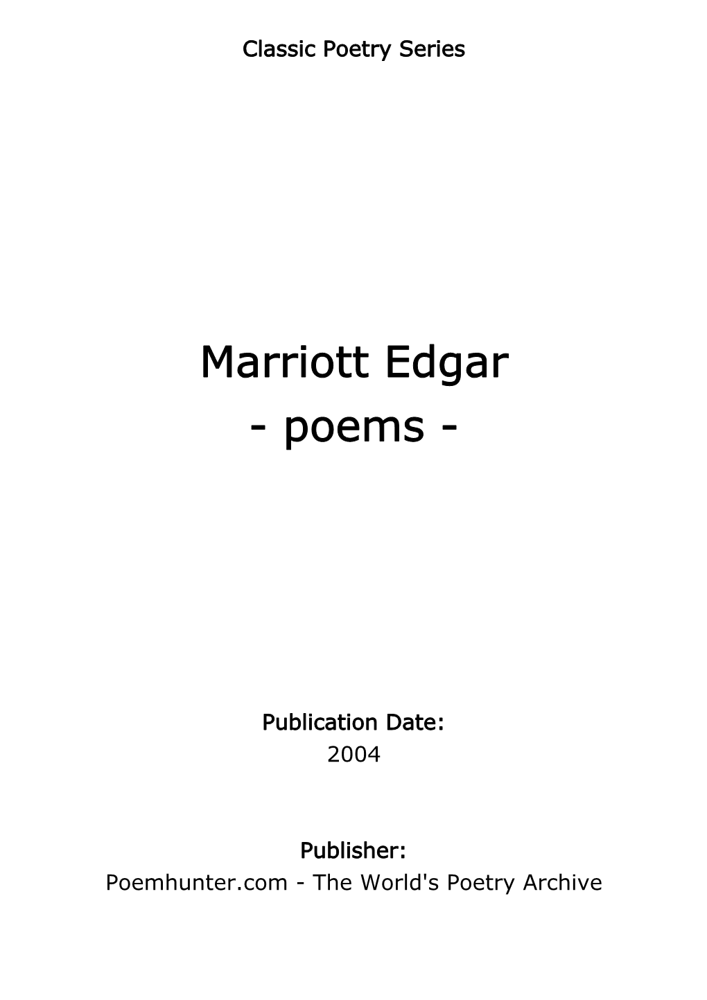 Marriott Edgar - Poems