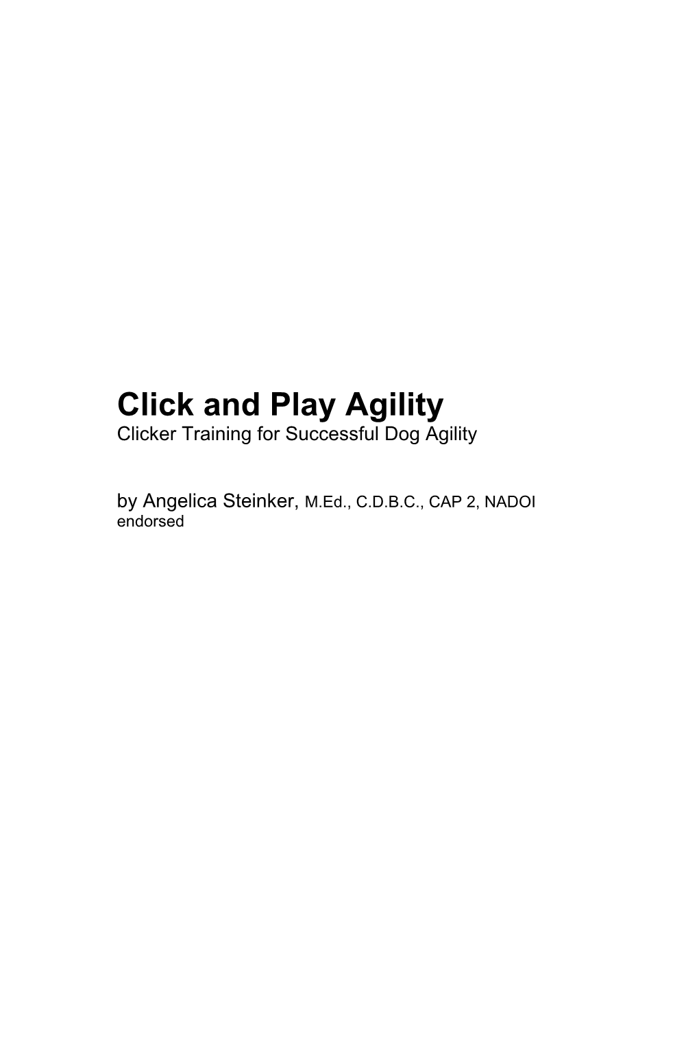 Click and Play Agility Clicker Training for Successful Dog Agility