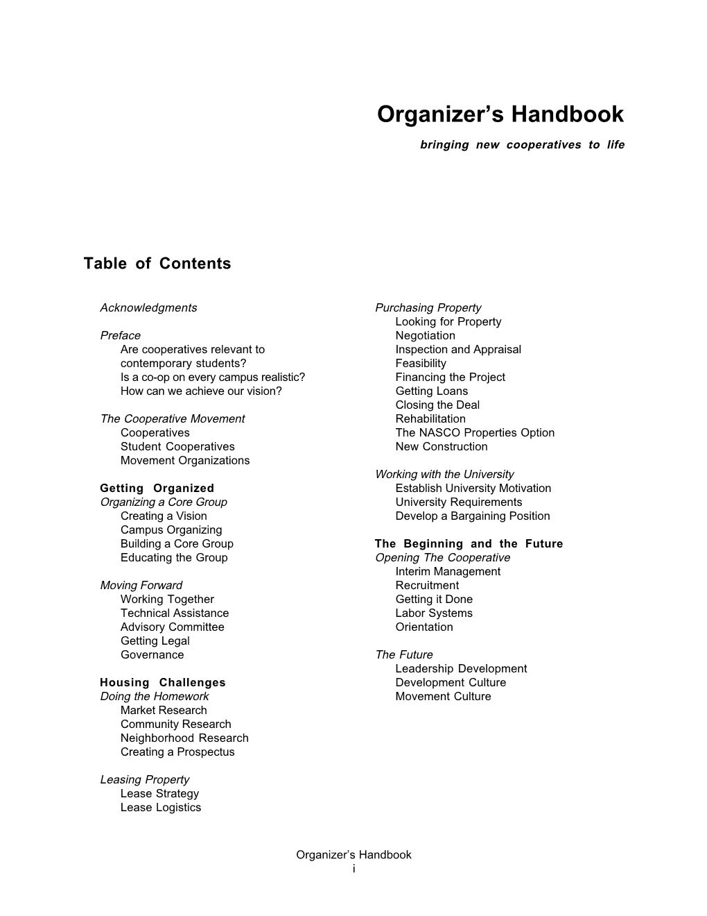 Organizer's Handbook