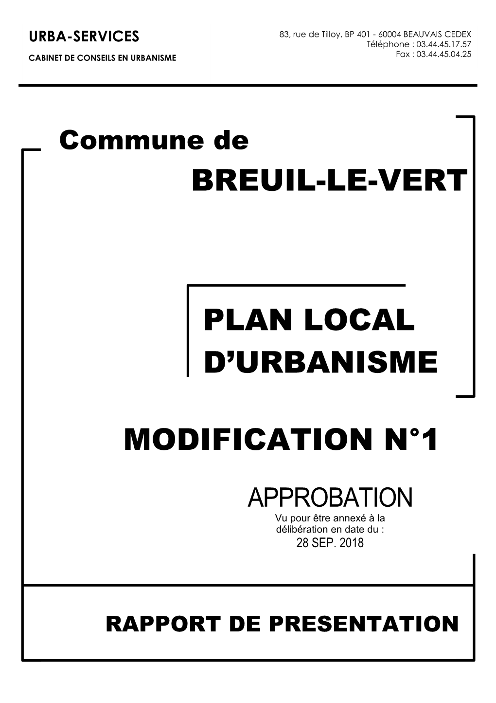 Plan Local D'urbanisme Breuil-Le-Vert Modification