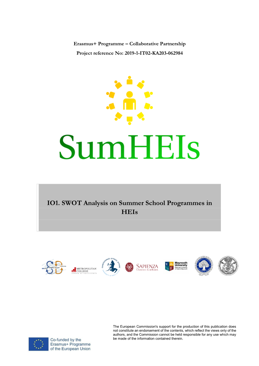 IO1. SWOT Analysis on Summer School Programmes in Heis