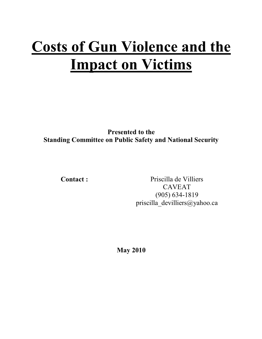 Costs of Gun Violence and the Impact on Victims 2
