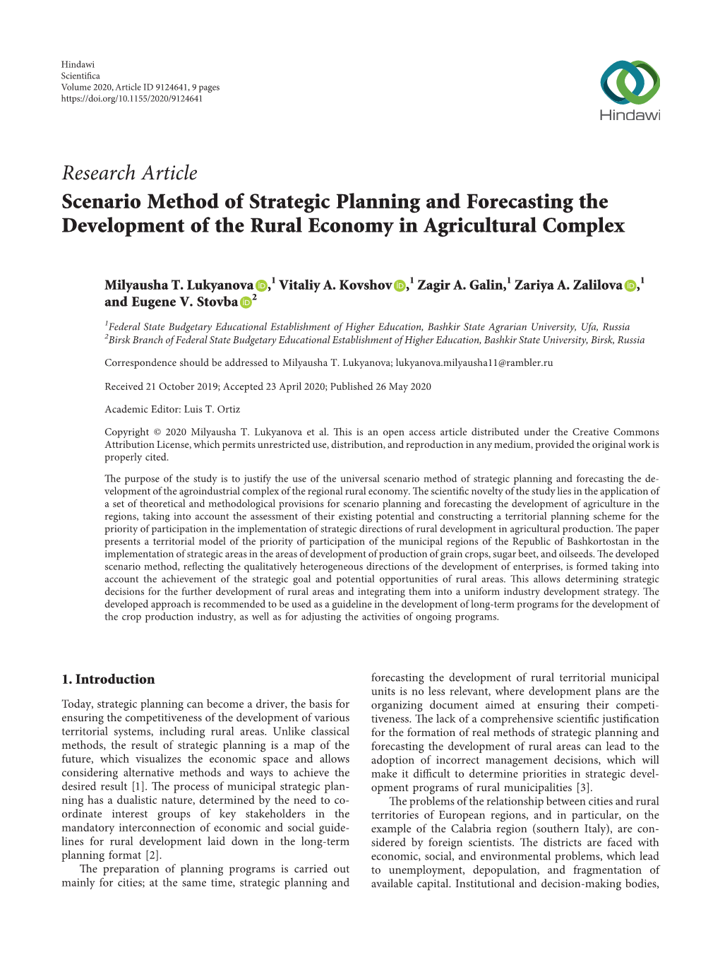 Scenario Method of Strategic Planning and Forecasting the Development of the Rural Economy in Agricultural Complex