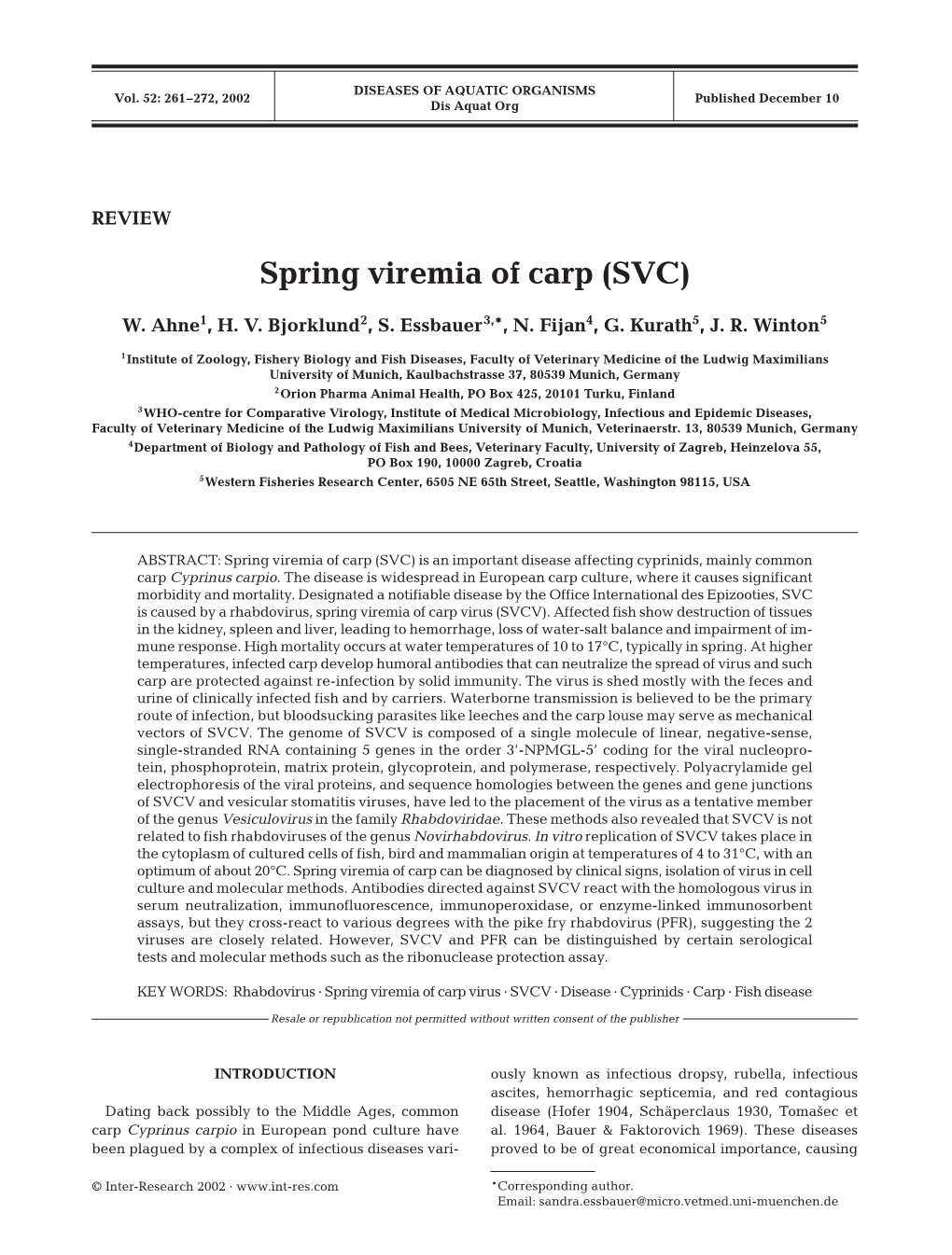 Spring Viremia of Carp (SVC)