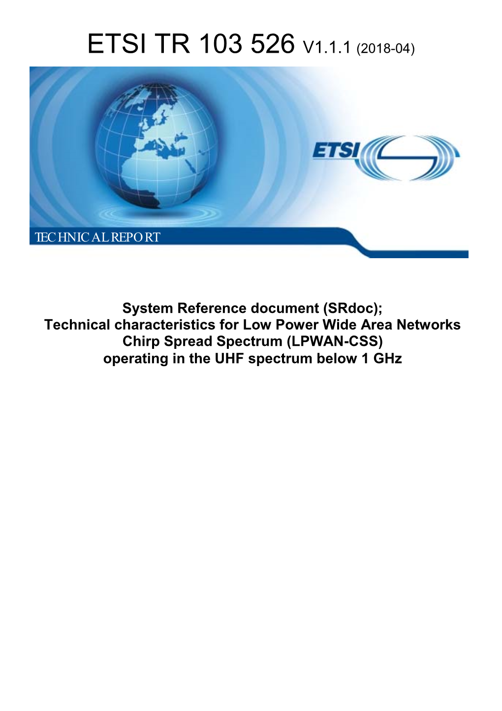 Etsi Tr 103 526 V1.1.1 (2018-04)