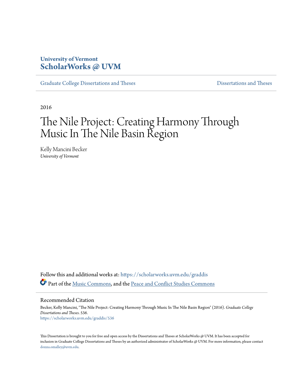 The Nile Project: Creating Harmony Through Music in the Nile Basin Region