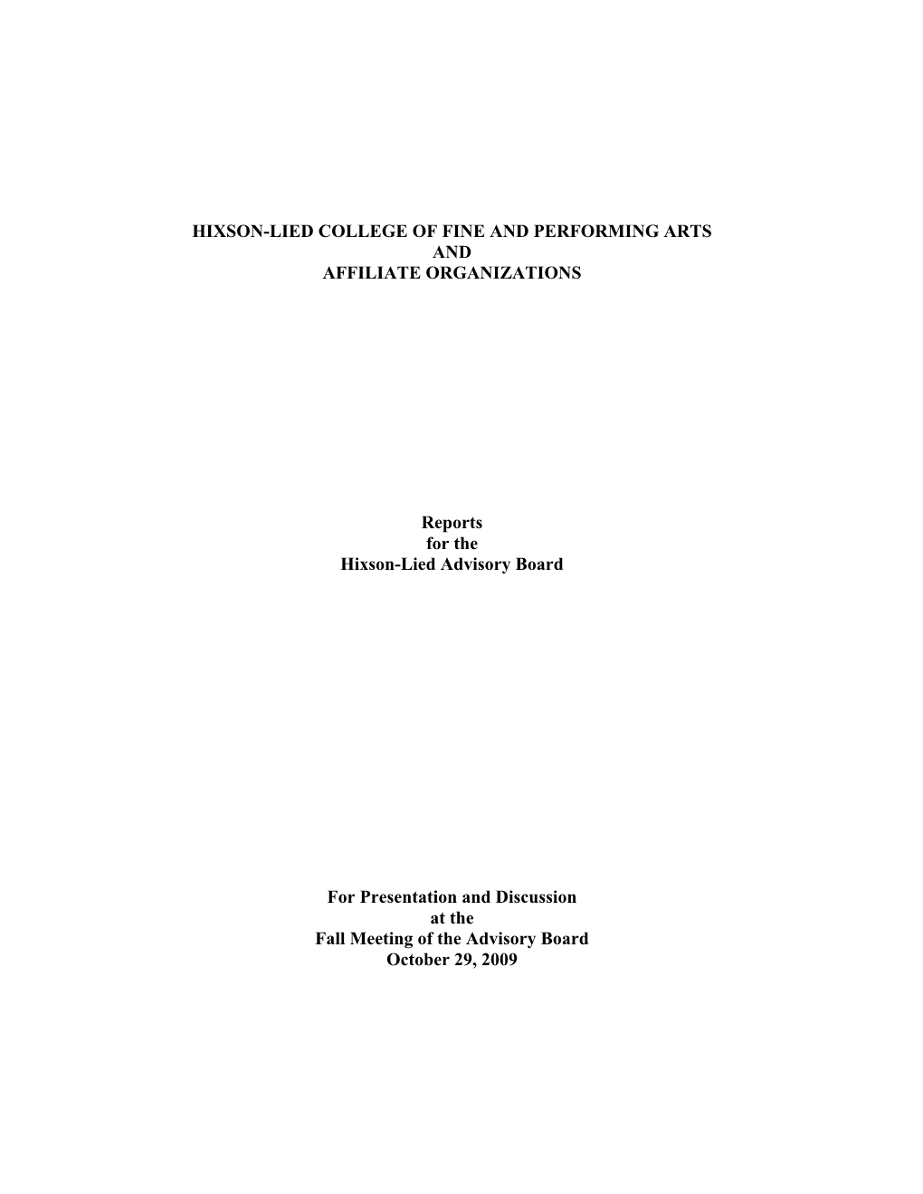 H-L Board Report Fall 09 Final