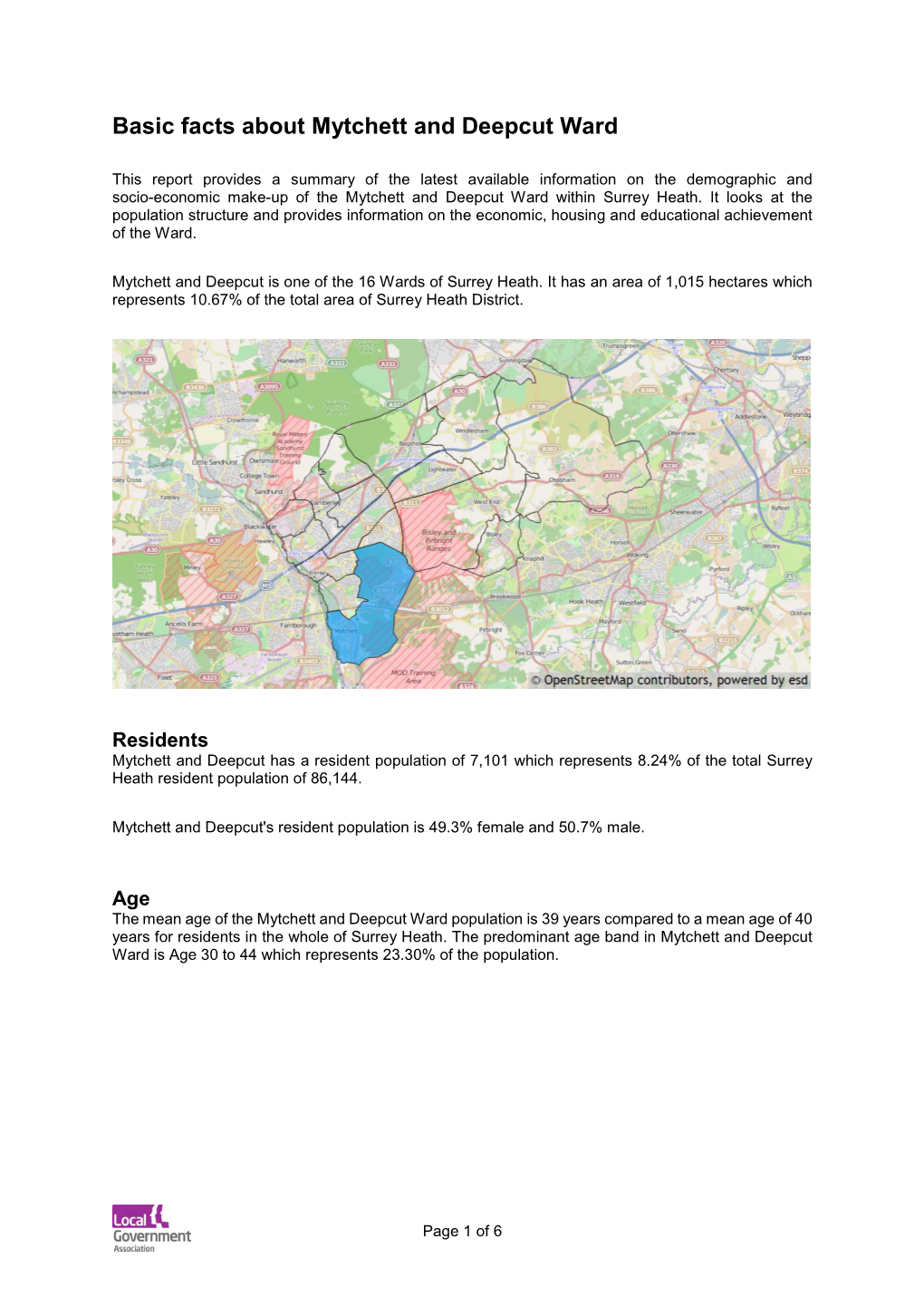 Basic Facts About Mytchett and Deepcut Ward