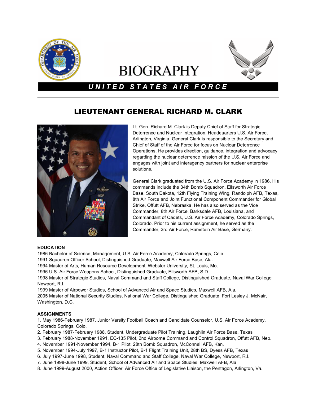 United States Air Force Lieutenant General Richard