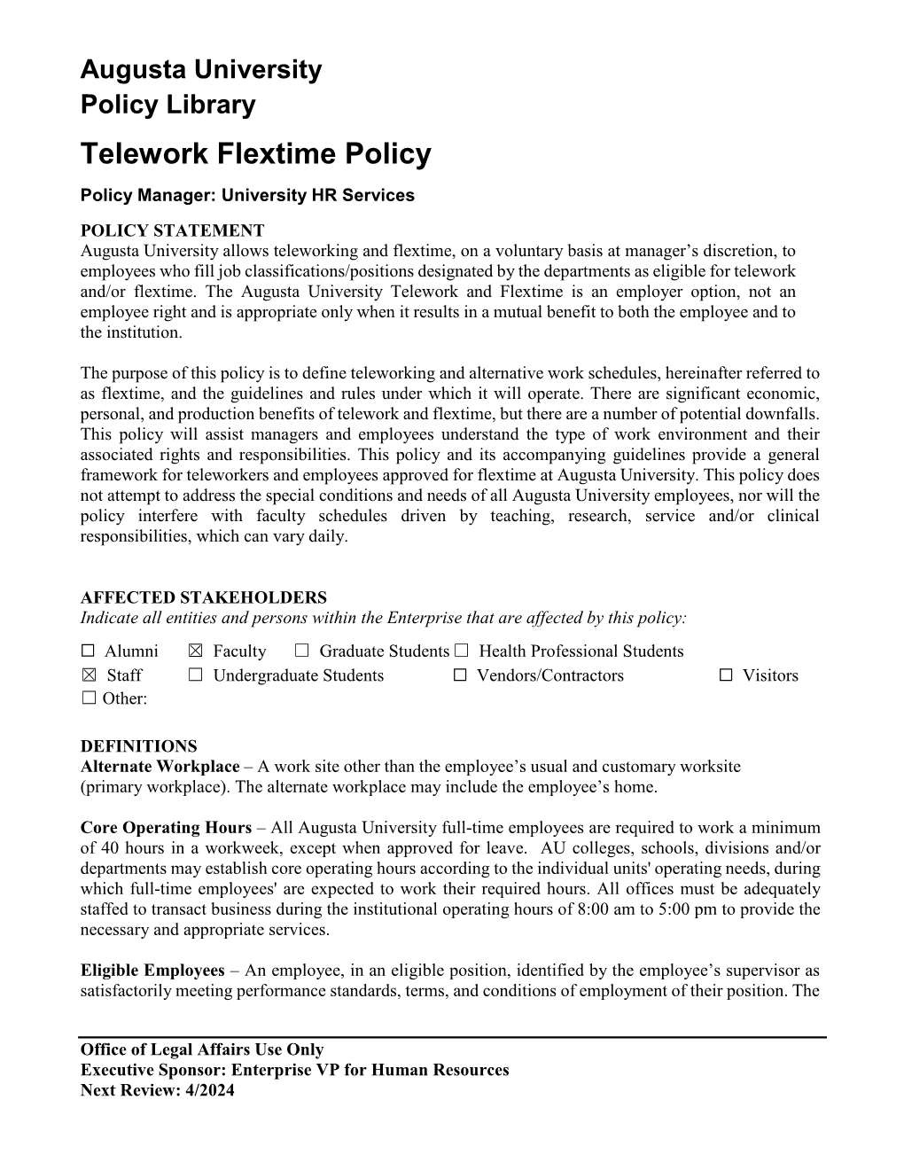 Telework Flextime Policy