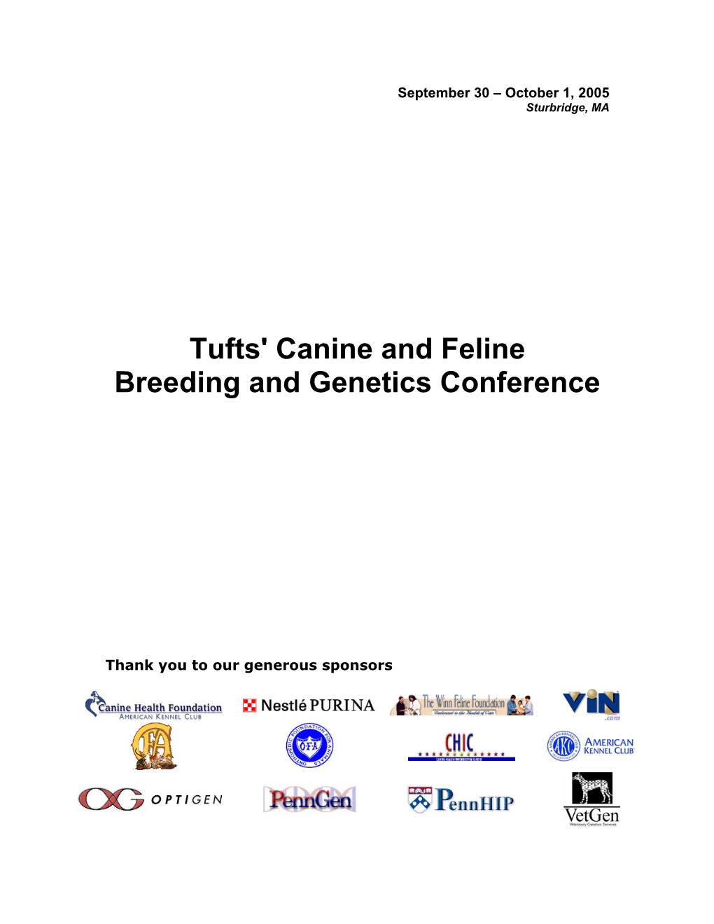 Tufts' Canine and Feline Breeding and Genetics Conference