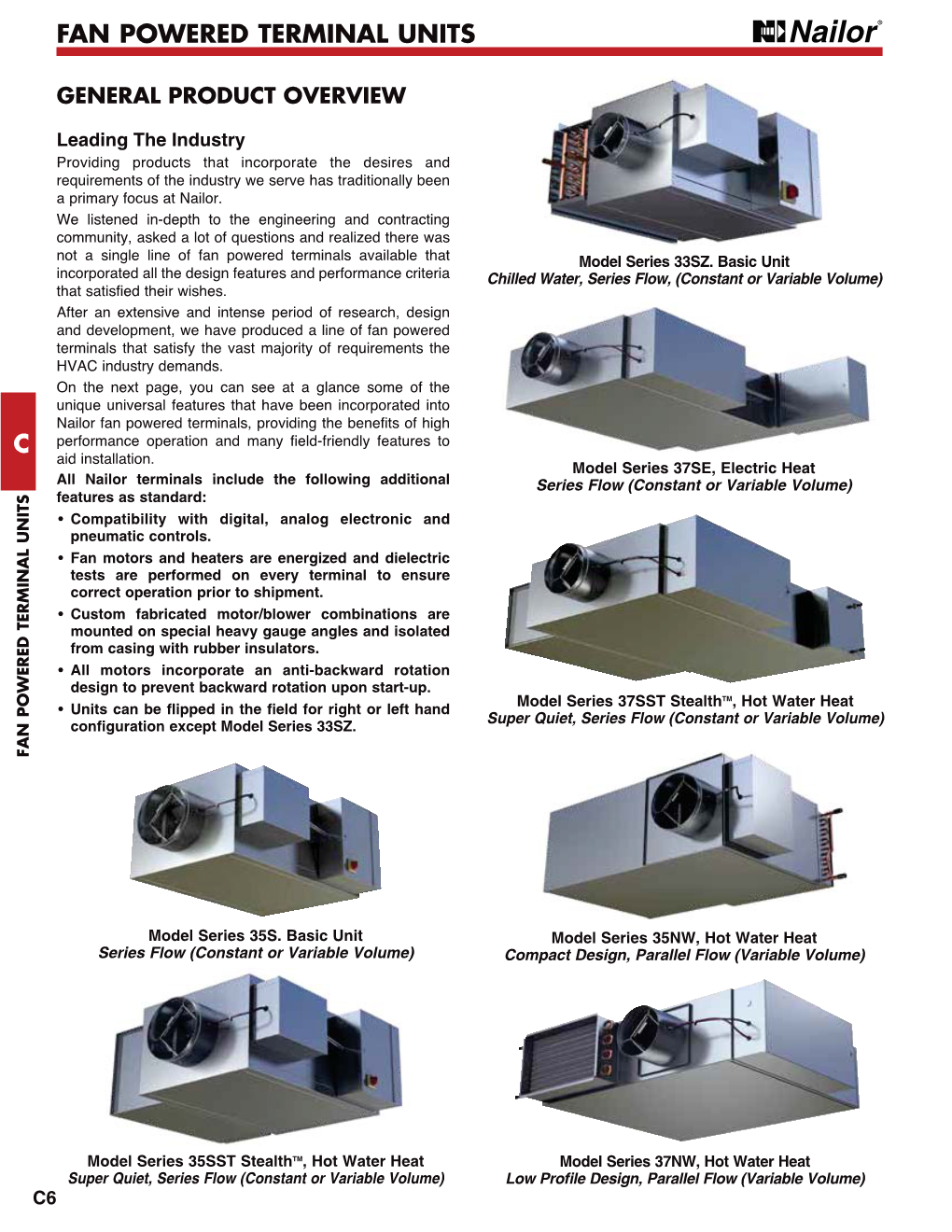 FAN POWERED TERMINAL UNITS C C6 Features Asstandard: All Nailorterminalsincludethefollowingadditional Aid Installation