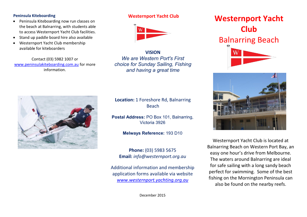 Westernport Yacht Club Balnarring Beach