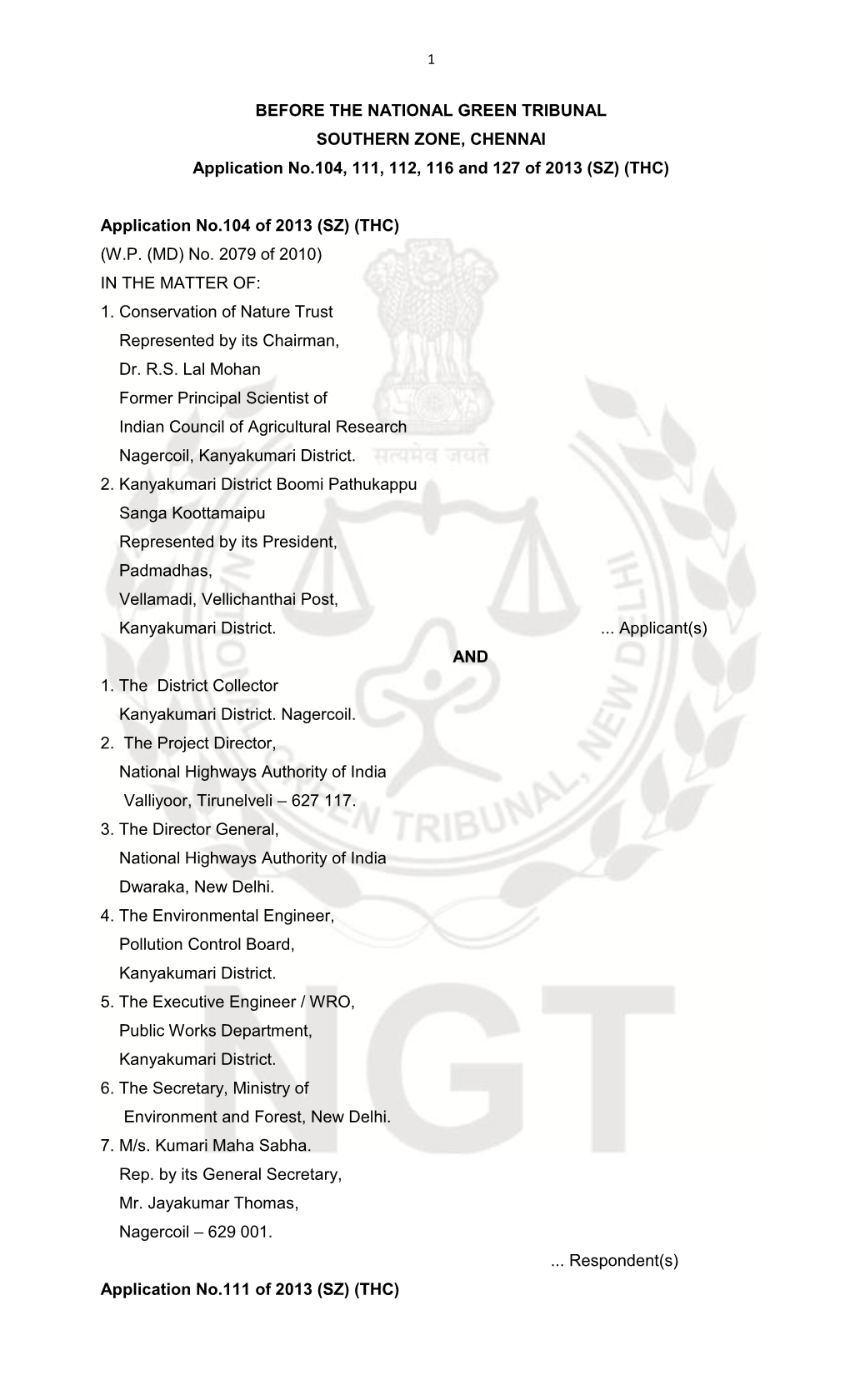 Valliyar River Highways NGT Judgement.Pdf