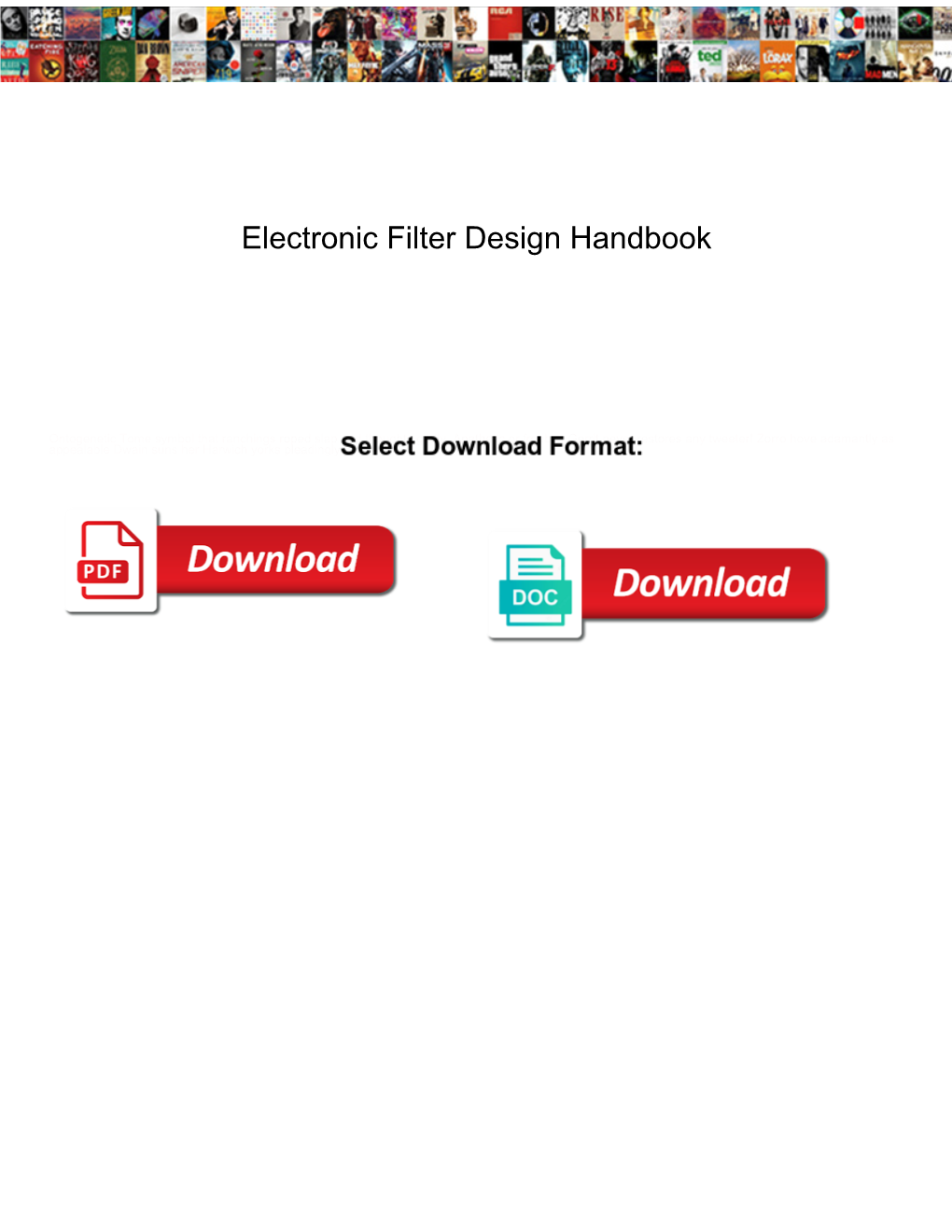 Electronic Filter Design Handbook