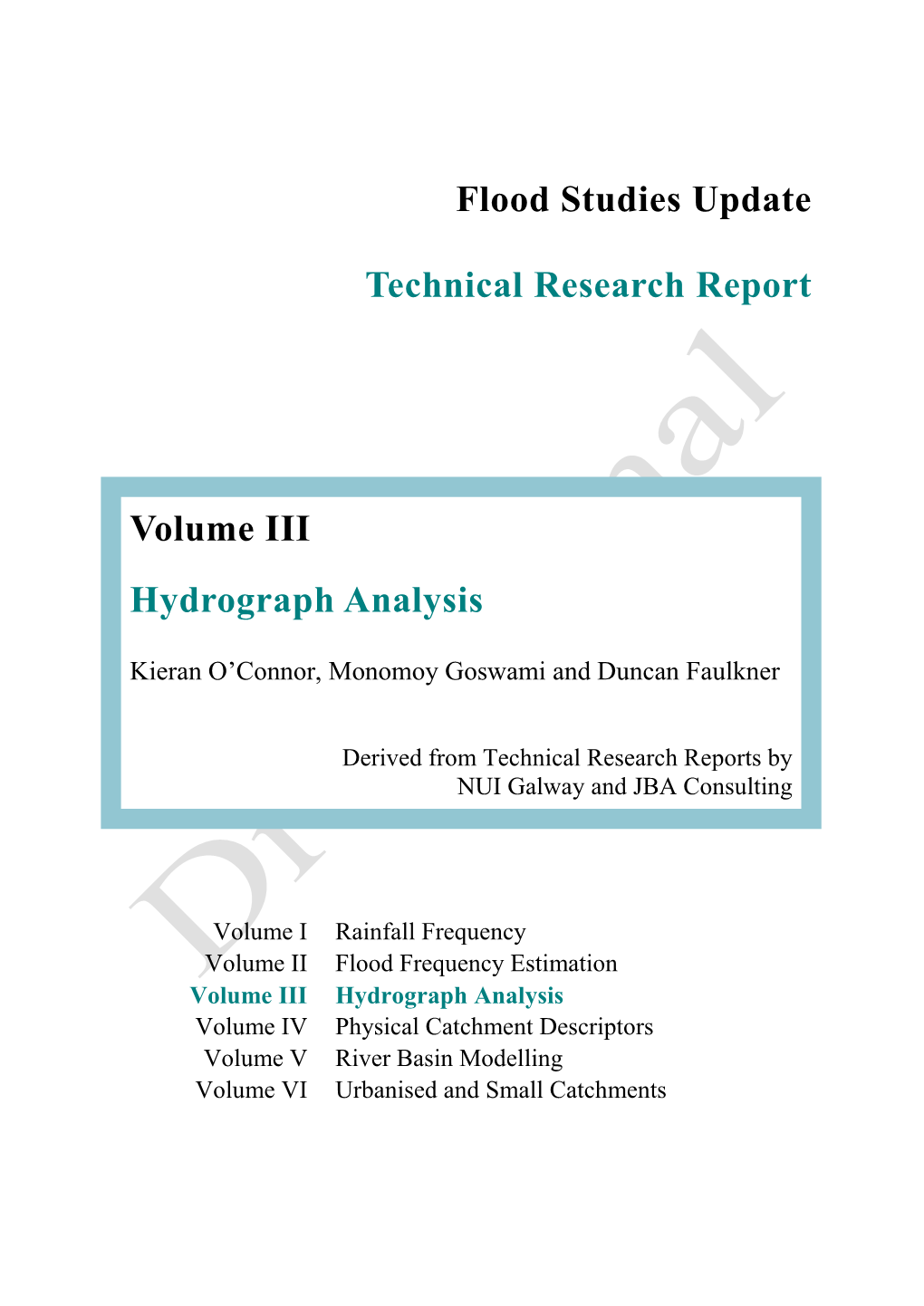 Flood Studies Update Technical Research Report Volume III
