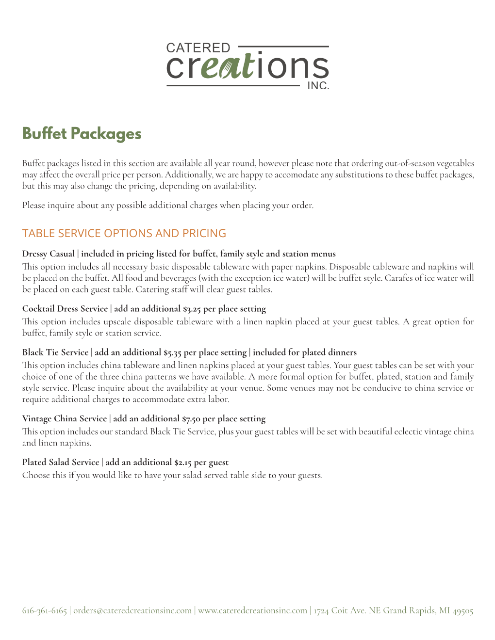 Buffet Packages