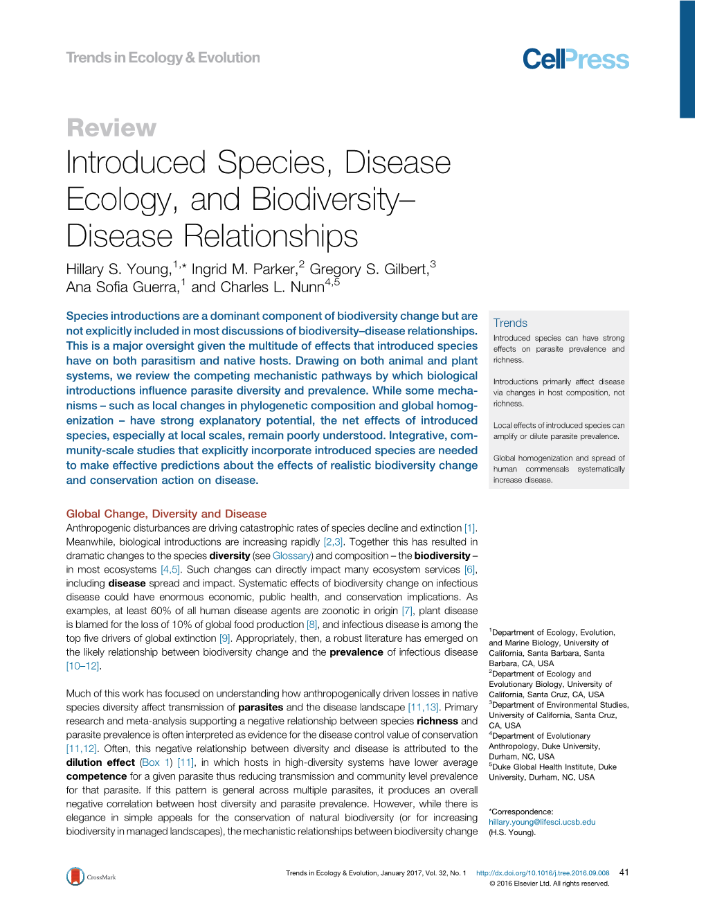 Introduced Species, Disease Ecology, and Biodiversity