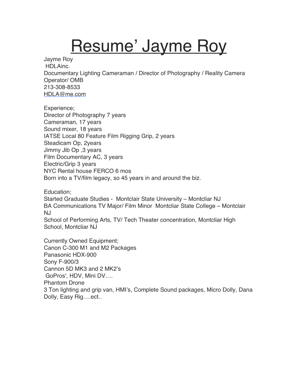 Resume' Jayme