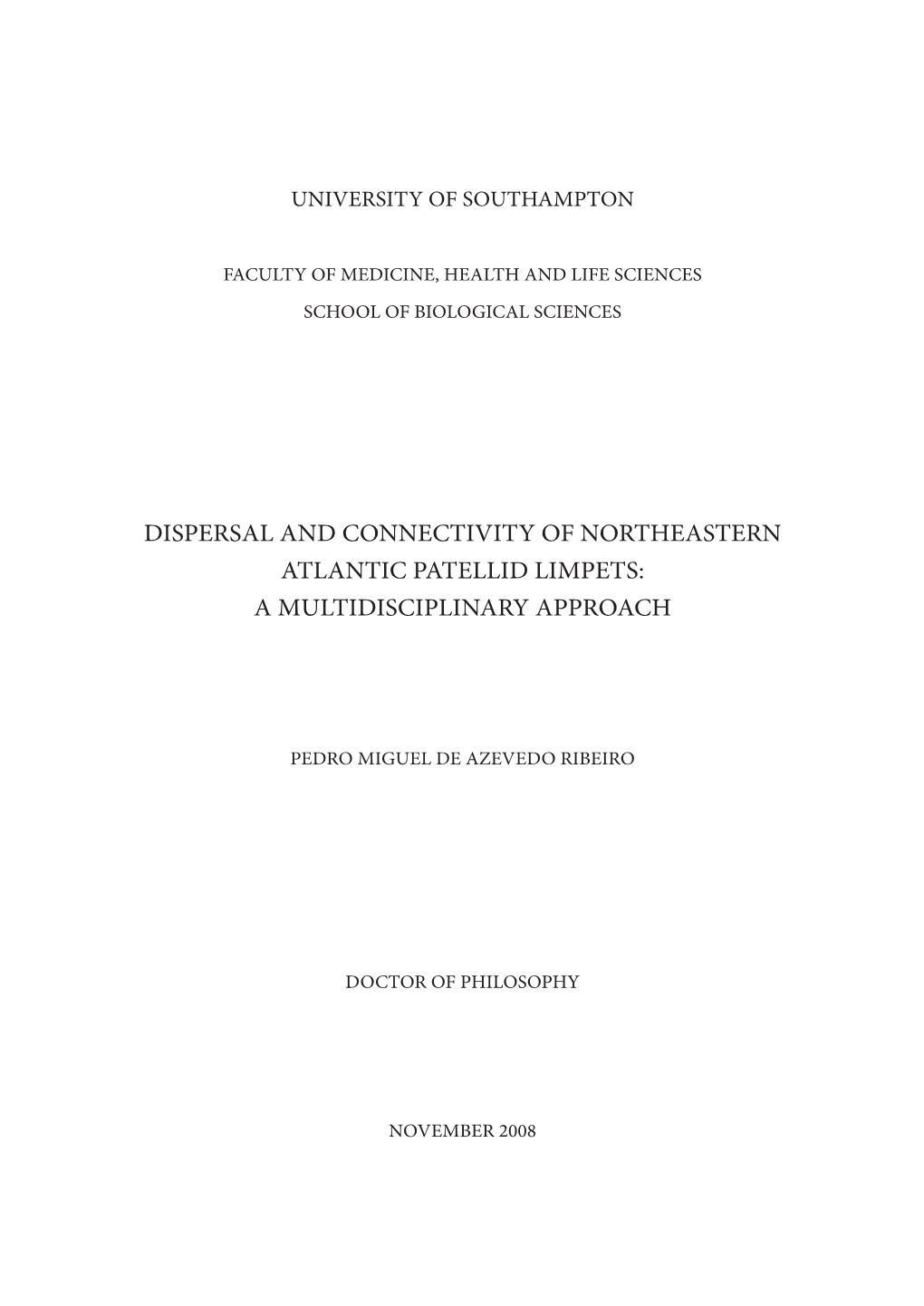 Dispersal and Connectivity of Northeastern Atlantic Patellid Limpets: a Multidisciplinary Approach