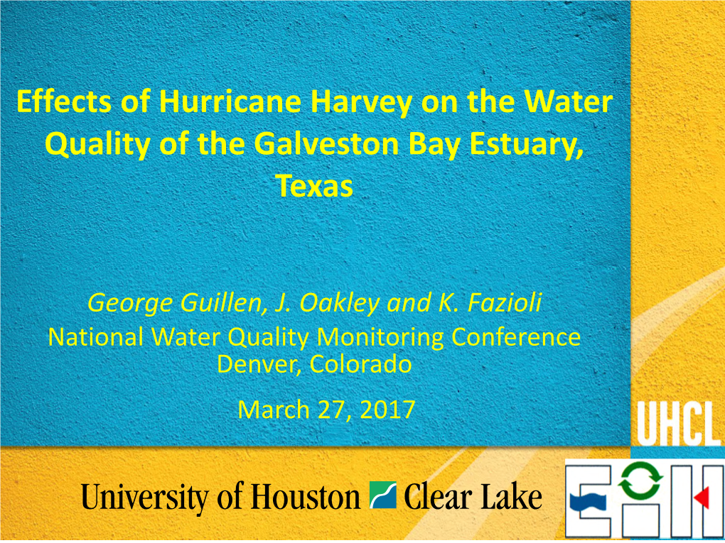 Effects of Hurricane Harvey on the Water Quality of the Galveston Bay Estuary, Texas