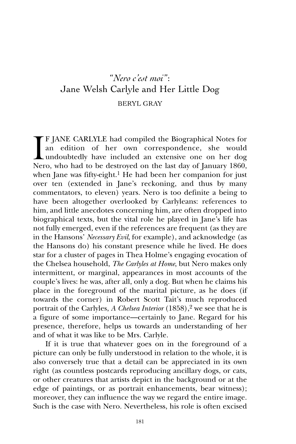 Jane Welsh Carlyle and Her Little Dog BERYL GRAY