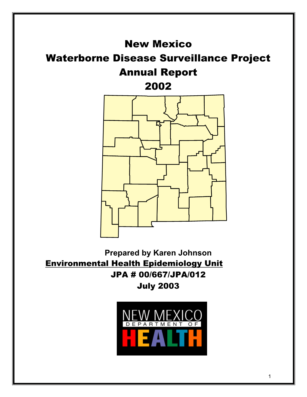 Waterborne Disease Surveillance Report 2002